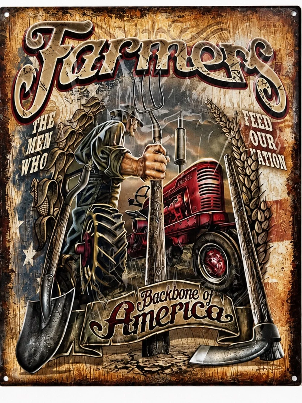 NEW Farmers Backbone Of America Metal Sign
